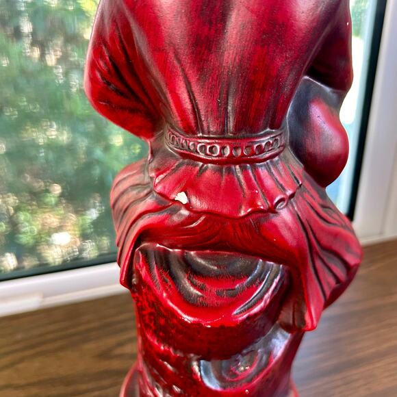 Vintage Scottish Bagpiper Figurine – Red Chalkware Musician Statue 12” Tall - Picture 7 of 16